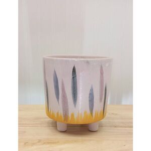 MCM inspired, planting pot. Hand painted & footed